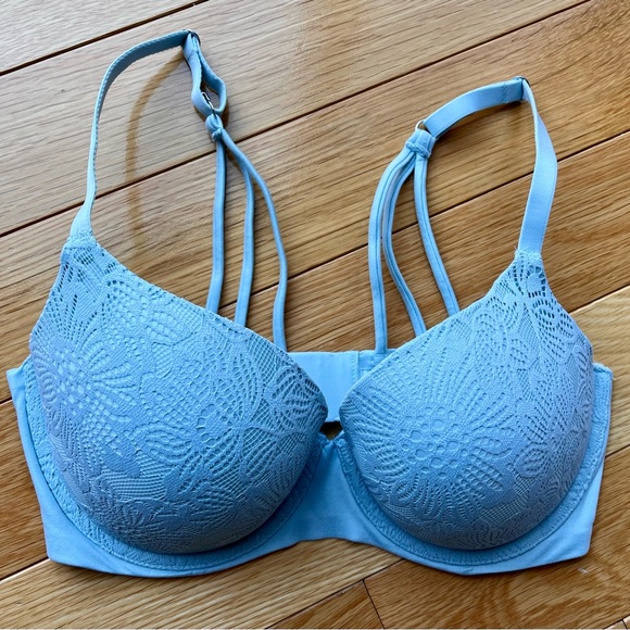 Aerie 34DD Real Sunnie Demi Powder Blue Lace - Picture 1 of 5